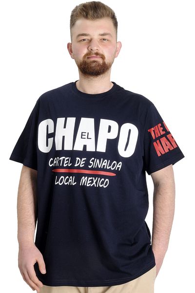 ModeXL Tricou pentru bărbați Mode Xl Plus Size El Chapo 23154 Bleumarin