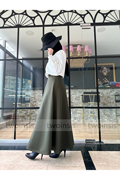two in sis Scuba Long Flared Skirt Puff Scuba Flared Skirt Long Scuba Skirt Hijab Scuba Skirt