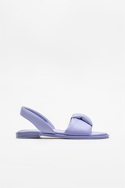 Elle Shoes Lilac Leather Women's Flat Sandals