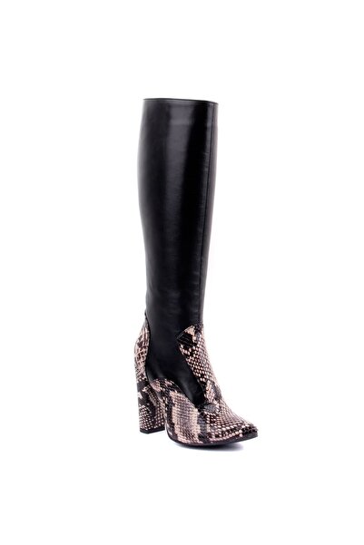 SailLakers - Μαύρες δερμάτινες γυναικείες μπότες με φερμουάρ 289-7230