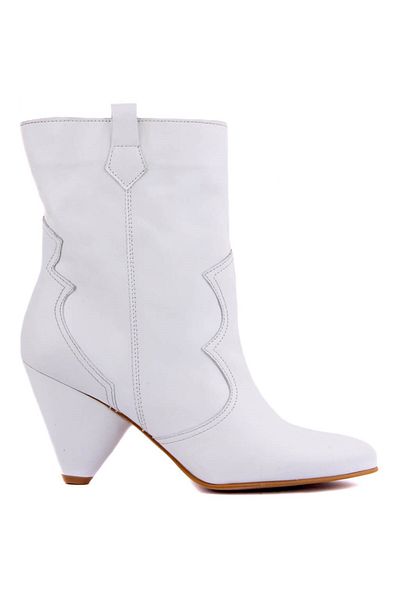 SailLakers - White Leather Women's Boots Without Zipper