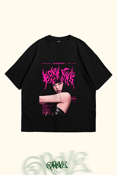 Grove Fashion Tricou oversize unisex cu imprimeu Jennie Blackpink