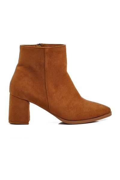 AYAKMOD 343072   Tan Suede Γυναικείες μπότες με τακούνι