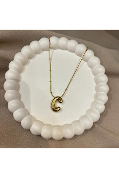 Mistik Aksesuar قلادة من الفولاذ بحروف بالون كبيرة