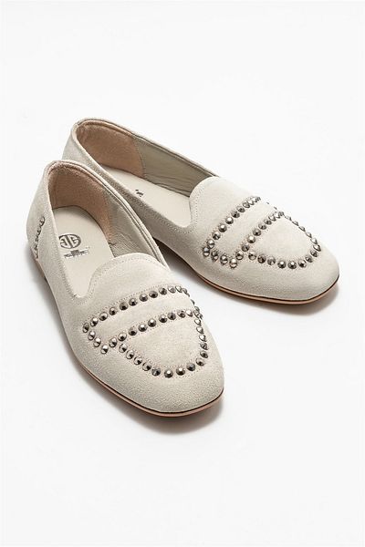 Elle Shoes Beige Leather Women's Loafer