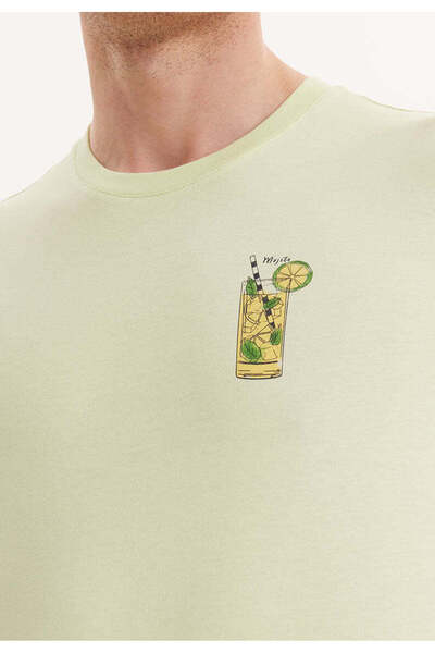 WESTMARK LONDON Ανδρικό μπλουζάκι Wmcocktaıl από βαμβακερό πράσινο με τύπωμα Crew Neck Regular Fit
