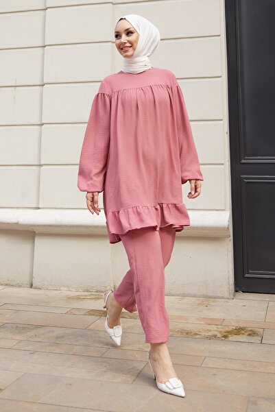 InStyle Dvojitá súprava živej sukne volánik - ružová