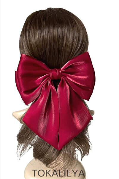 TOKALİLYA Kadın Bordo Saten Otomatik Klips Toka