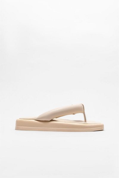 Elle Shoes Beige Women's Flip Flops