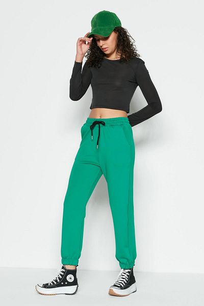 Cheap Waist And Leg Pleated Sweatpants 810 Green