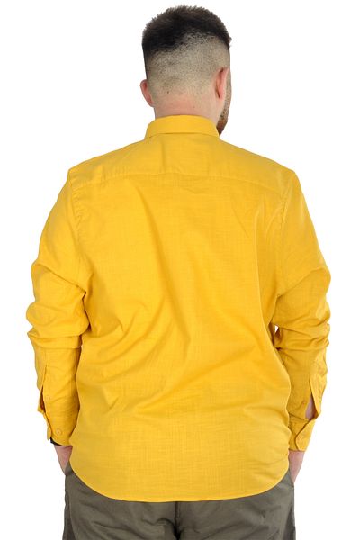 ModeXL Mode Xl Large Size Men's Linen Pocket Shirt 20386 Mustard