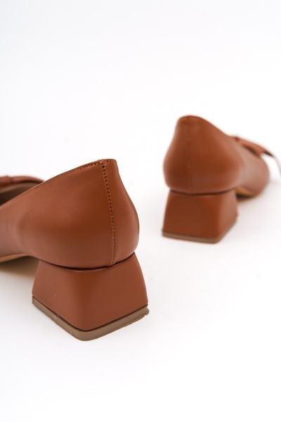 DİVOLYA Παπούτσια Camila Brown Bowknot (4cm) με μυτερό τακούνι