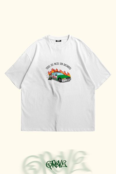 Grove Fashion Tricou oversize unisex cu imprimeu Police Graffiti