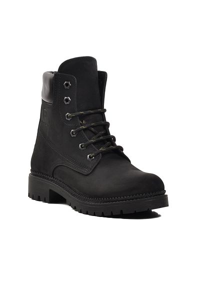 AYAKMOD 90001-9 Μαύρες μπότες Unisex από γνήσιο δέρμα Nubuck με Fleece εσωτερικά