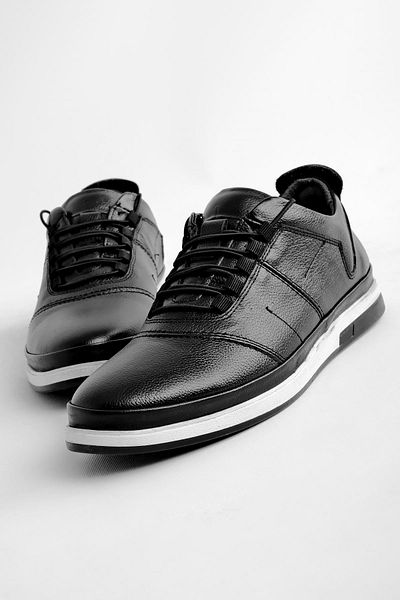 Lal Shoes & Bags Javed, pantofi casual cu șireturi pentru bărbați din piele naturală-negri