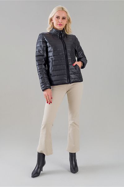 Bold & Young Women's Stand-up Collar Flato Pocket Waterproof Silicone Fiber Inflatable Stand-up Collar Coat