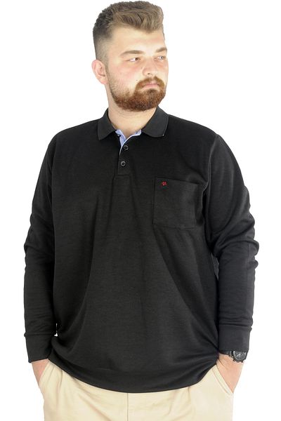 ModeXL Mode Xl Ανδρικό μακρυμάνικο Polo Pocket Interlock M 22460 Μαύρο