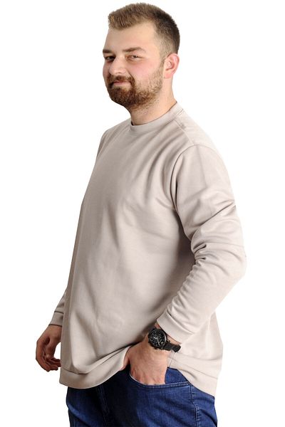 ModeXL Mode XL Plus Size Ανδρικός γιακάς ποδηλάτου Basic Sweat 22557 Μπεζ