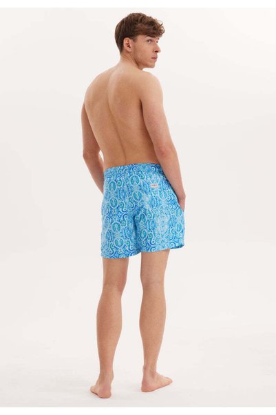 WESTMARK LONDON Light Blue Printed Regular Fit Men's Swim Shorts Wmpattern Majolika