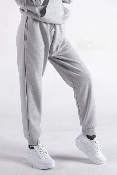 NAKRUF Pack of 2 Black-Grey Jogger Sweatpants Rubber Leg High Waist Winter