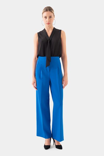 Just Like You Wide Leg Saks Blue Women's Trousers