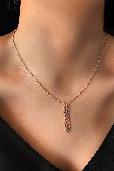 Ziu 925 Ayar 3.70 Gram Robin Nano Ve Lapis Taşlı Rose Kadın Gümüş Kolye