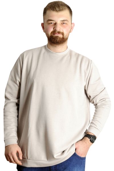ModeXL Mode XL Plus Size Ανδρικός γιακάς ποδηλάτου Basic Sweat 22557 Μπεζ
