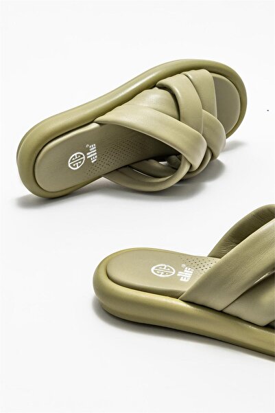 Elle Shoes Yeşil Deri Kadın Terlik
