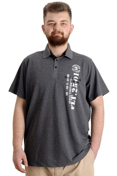 ModeXL Mode Xl Ανδρικό T-shirt Polo Piece Flt 23329 Antramelange
