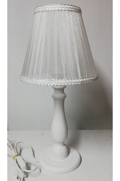 TEKAY AYDINLATMA White headboard bedroom lampshade with white wooden legs