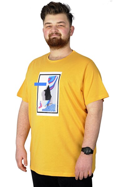 ModeXL Великий розмір Мода XL Футболка - З принтом Flu 22152 Гірчиця