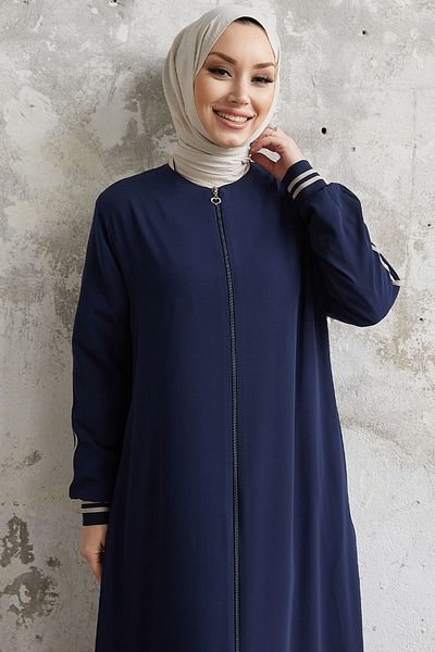 InStyle Námořnická modrá Hazel Stripe vzorovaná žebrovaná košile