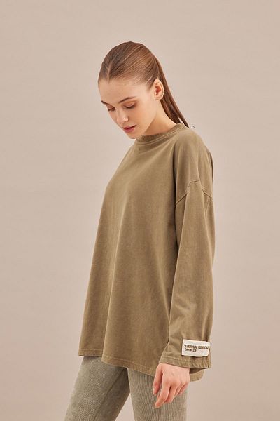 Manuka Oversize-Sweatshirt mit verblasstem Effekt in Khaki