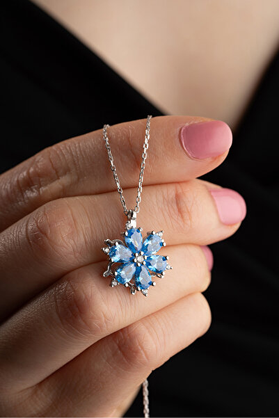 ESSARE 925 Ayar Gümüş Dönen Lotus Çiçeği Kadın Kolye