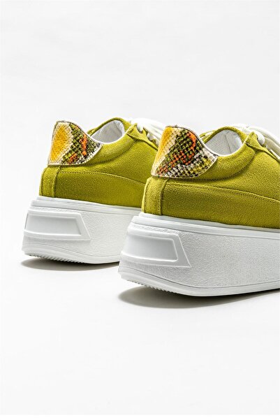 Elle Shoes Green Leather Women's Sports Shoes