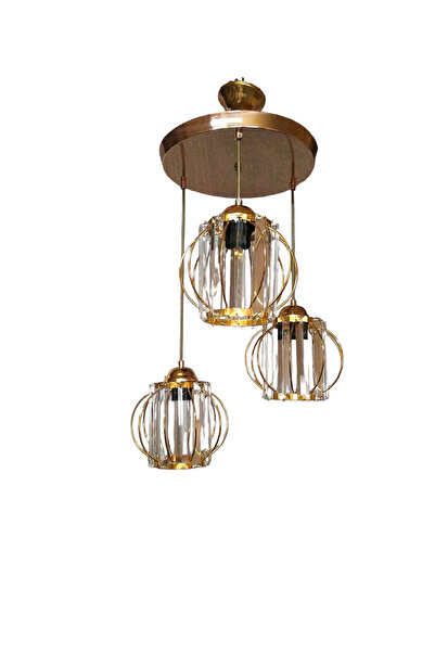 öalpa Lüks Bakır-sarı Renkli Kristal Taşlı Salon, Oturma Odası Avize