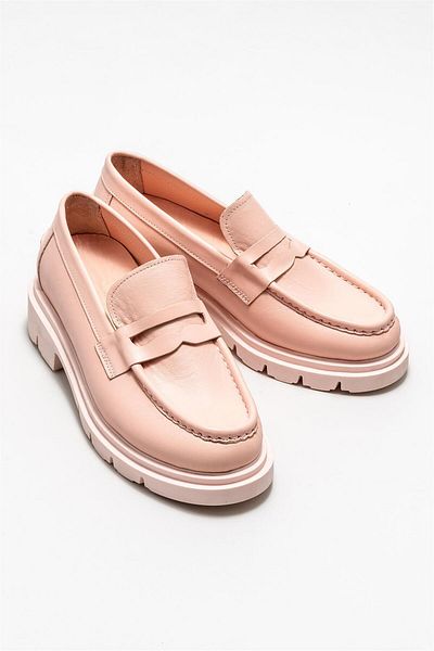 Elle Shoes Pink Leather Women's Loafer