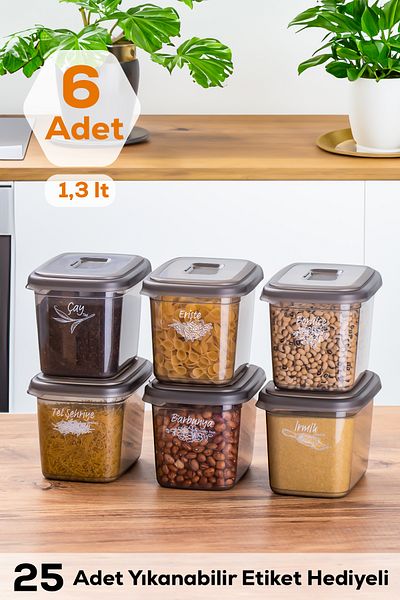 Porsima Diamond Labeled 6 Pieces 12 Pieces Pulses Food Storage Container Set 1.3 Liters