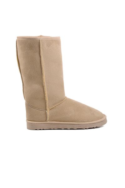 AYAKMOD 696055   Γυναικείες Μπότες Μπεζ Suede με Γούνα Εσωτερικά
