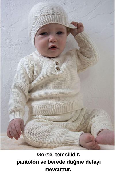 Minora Knitwear Button Detailed 3-Piece Set Bone