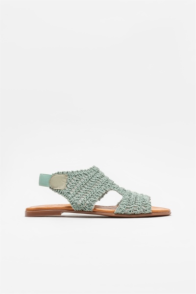 Elle Shoes صندل نسائي مسطح باللون الأخضر