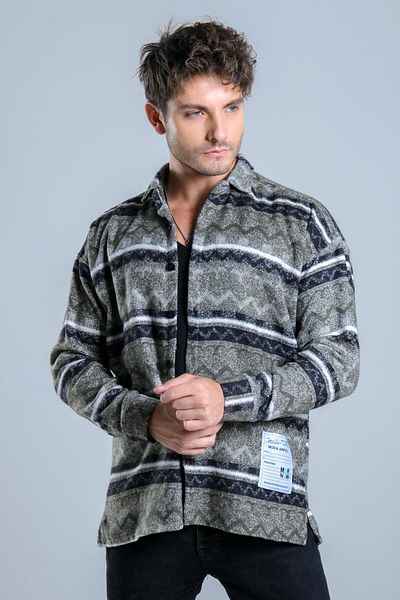 Stilkombin Oversize Patterned Winter Shirt MAR Over20-40283