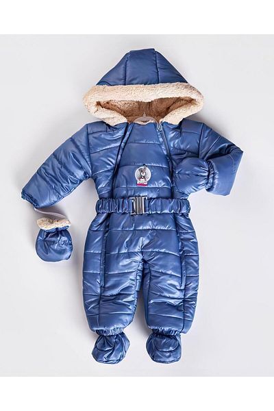 MİNİKO KİDS BABY GIRL BELTED FUR INSIDE DOUBLE ZIPPER WITH BOOTIES GLOVES ASTRONAUT COAT JUMPSUIT