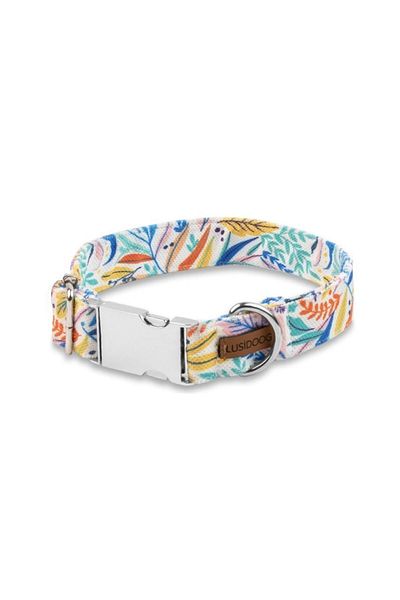 Lusi Doog Dog Collar and Dog Bow Tie with Floral Pattern
