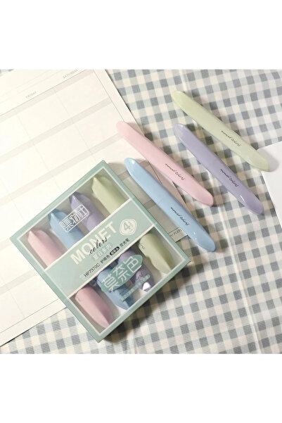 NaSaDAN Maskara Model Sonbahar Seri 4 Lü Pastel Fosforlu Kalem Seti