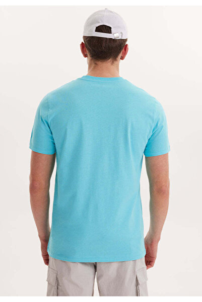 WESTMARK LONDON Ανδρικό μπλουζάκι με μπλε στάμπα με λαιμόκοψη από βαμβακερή κανονική εφαρμογή Wmcollage Moment