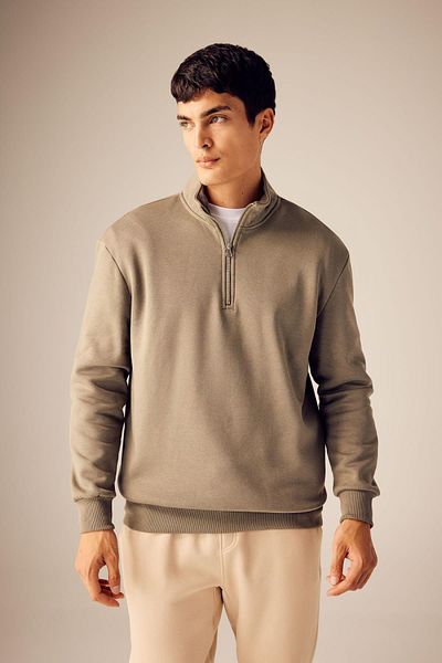 DeFacto Comfort Fit-Sweatshirt mit Stehkragen und Reißverschluss X7405az23au