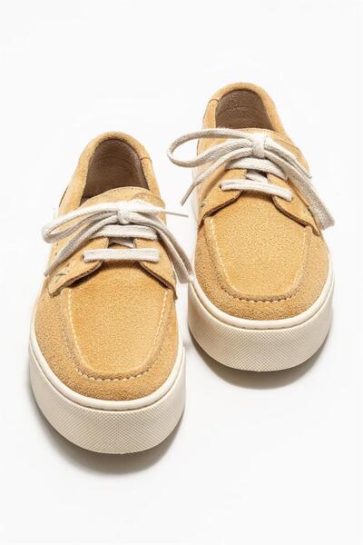 Elle Shoes Camel Deri Kadın Günlük Ayakkabı