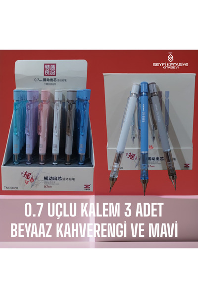 SEYFİKİRTASİYE قلم ذو طرف متعدد الاستخدامات 0.7 مم، 3 قطع Tm-2620، نموذج ذو طرف متأرجح