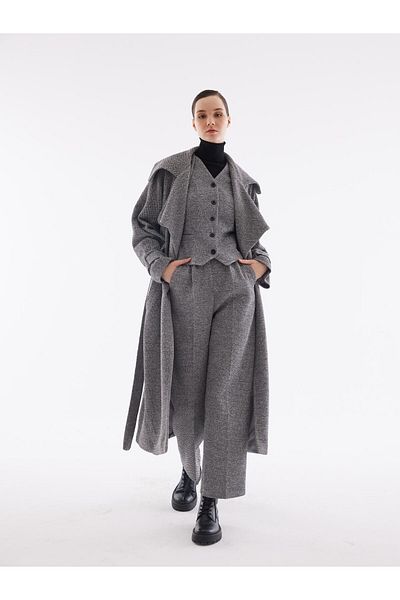 Juste Studio Pletený oversize trenčkot se širokým límcem